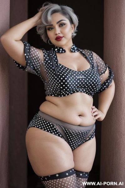 Chubby granny short grey hair flashing boobs and blowing kiss - ai-porn.ai on pornintellect.com