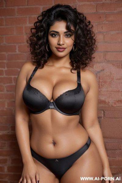 ((black spandex push up bra)), (gorgeous), beautiful eyes, (big full lips), big nose, (beautiful), (lean) ((photorealistic)) (tanned indian), ((ultra detailed photo)), ((hyper realistic photo)), ((busty)), (brick wall), ((large round boobs)) - ai-porn.ai - India on pornintellect.com