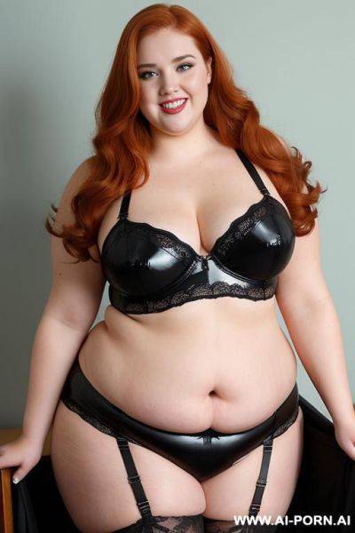 Half body photo shot, dynamic angle 30, about at classroom, obese chubby fat bbw curvy teacher, wearing a sexy and hot black and yellow latex stocking lingeries, she is a obese smart teacher - ai-porn.ai on pornintellect.com