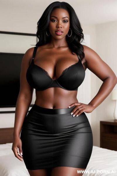 Photo realistic fit black beauty loose bra and skirt, huge meaty breast. large fat ass - ai-porn.ai on pornintellect.com