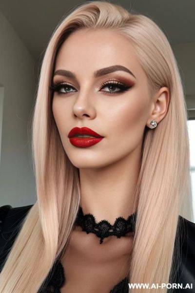 Puckered lips, red matte lips - ai-porn.ai on pornintellect.com