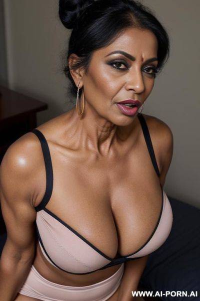 Cuckold gilf, bold makeup, big lips, open mouth, - ai-porn.ai on pornintellect.com