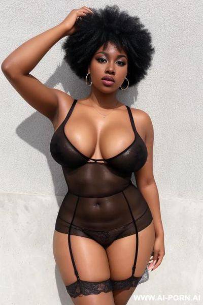 Sexy, hot, horny, curvy, afro, black, very dark skin, see-through - ai-porn.ai on pornintellect.com