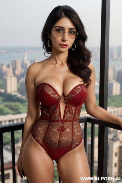 ((cleavage)), black strapless romper , ((balcony)) ((large fancy manhattan penthouse)), ((suburban mom)), ((higareda)), (gorgeous), beautiful eyes, (big full lips), (beautiful), (lean) ((photorealistic)) (tanned - ai-porn.ai - India on pornintellect.com