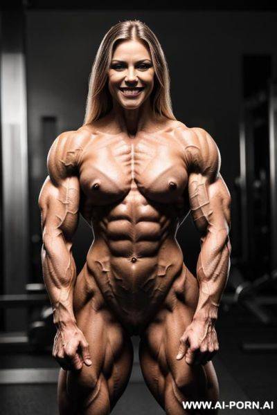 (naked), (nude), (shortest most muscular finnish woman only), ((((sinewy gaunt slender famous finnish actress filmstar with extreme musculature)))), ((short)), ((very white pallid skin)), ((perfect hard - ai-porn.ai - Finland on pornintellect.com