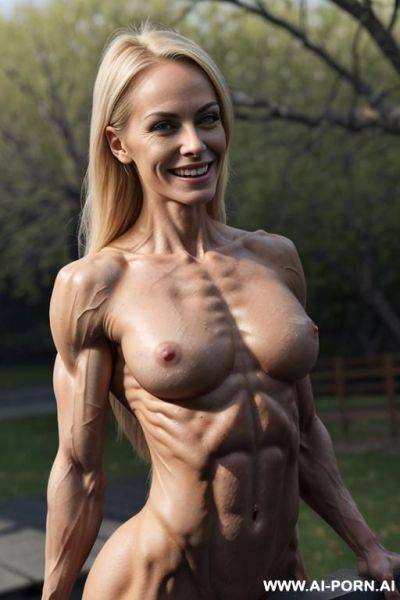 (naked), (nude), ((shortest slender most muscular finnish woman only)), ((((sinewy gaunt slender beautiful finnish muscle woman with extreme musculature)))), ((short)), ((very white pallid skin)), ((perfect - ai-porn.ai - Finland on pornintellect.com
