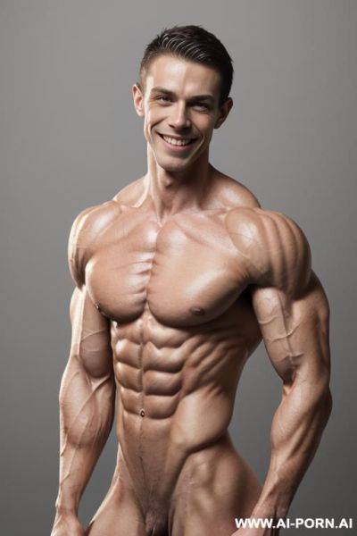 (gray background), (naked), (nude), ((shortest most muscular woman only)), ((((sinewy gaunt slender french actress woman with extreme musculature)))), ((short)), ((very white pallid skin)), ((perfect hard - ai-porn.ai - France on pornintellect.com