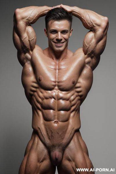 (gray background), (naked), (nude), ((shortest most muscular woman only)), ((((sinewy gaunt slender finnish actress woman with extreme musculature)))), ((short)), ((very white pallid skin)), ((perfect hard - ai-porn.ai - Finland on pornintellect.com