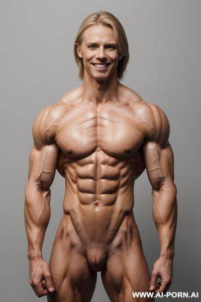 (gray background), (naked), (nude), (shortest most muscular finnish woman only), ((((sinewy gaunt slender finnish actress woman with extreme musculature)))), ((short)), ((very white pallid skin)), ((perfect - ai-porn.ai - Finland on pornintellect.com