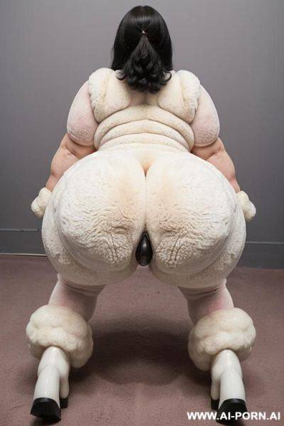 ((very thick fluffy natural fur sheep bodysuit)), ((giant oversize puffy swollen hollow asshole)), (((hyper loose swollen opening asshole)), massive bubble butt, (hyper massive fat large thick wilde - ai-porn.ai on pornintellect.com