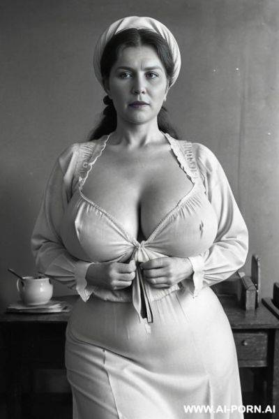 Set in a remote soviet-ukrainian village-scho_ol of the early-twentieth-century. ((elderly!)) ((real-amateur!)) ukrainian-soviet humble remote-village teacher, (she is a communist-woman!), ((she wearing a - ai-porn.ai - Ukraine on pornintellect.com