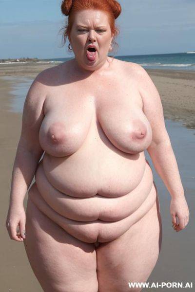 Extreme obese bbw , naked, outdoor, walking, tails, front view - ai-porn.ai on pornintellect.com