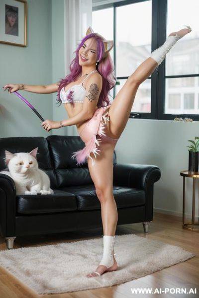 Face, ((sexy)), beautiful, ((random real actrice movies)), ((belly)), ((gold white hair)), ((slick pink wet hair)), ((split hair color in 2)), ((percing nose)), ((2 women)), ((face painting)), ((slick - ai-porn.ai on pornintellect.com