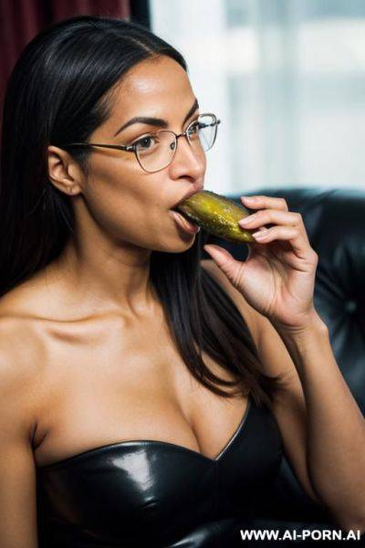 (aoc) (eating a pickle) - ai-porn.ai on pornintellect.com