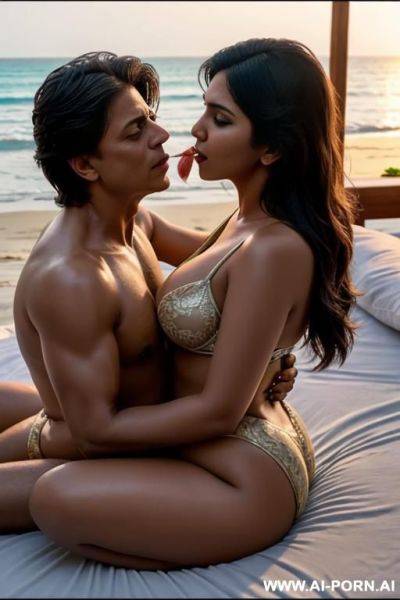 Srk eating pussy of bhumi pednekar on a bed in an exotic beach resort in the morning with sunlight falling on them - ai-porn.ai on pornintellect.com