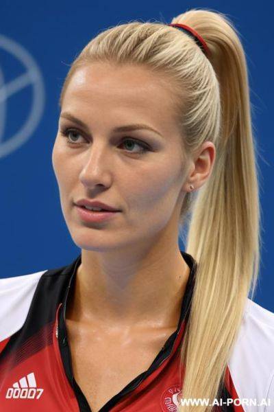 German olympic volleyball player blonde ponytail close-up - ai-porn.ai - Germany on pornintellect.com