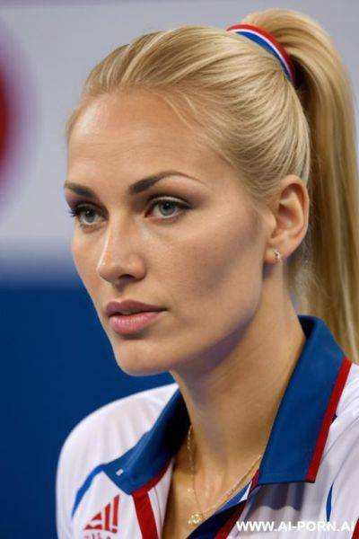 Olympic volleyball player blonde ponytail close-up russian serious - ai-porn.ai - Russia on pornintellect.com