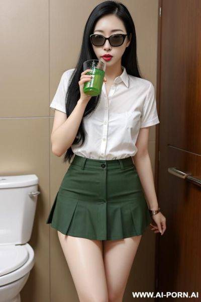 Female drinking pee from toilet - ai-porn.ai on pornintellect.com
