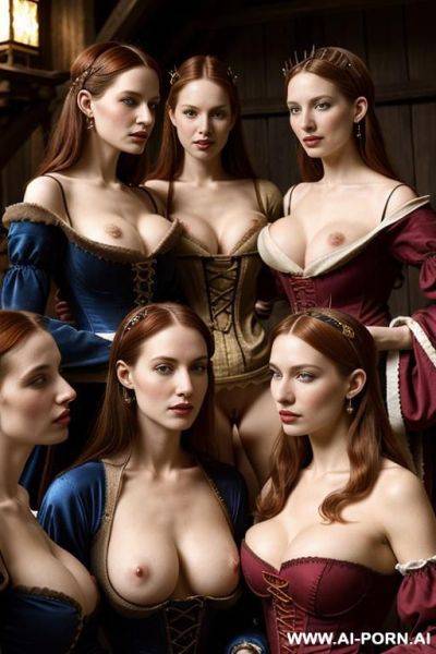 Three bimbo supermodels at halloween party, high detail photo, high face details, all topless, - ai-porn.ai on pornintellect.com