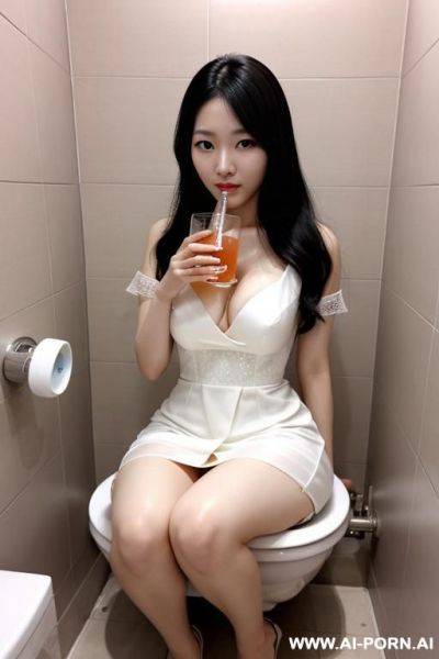 A whore is drinking toilet water happily - ai-porn.ai on pornintellect.com