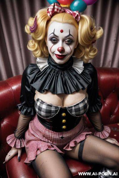 British (((skank))), (((night club))), (((very drunk))), (((cocktail))), ((shiny black basque)), ((sitting on a luxurious sofa)), ((venetian blonde)) - ai-porn.ai - Britain on pornintellect.com
