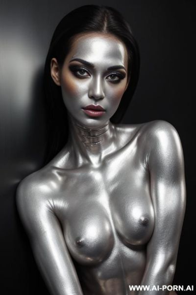 Silver bodypaint - ai-porn.ai on pornintellect.com