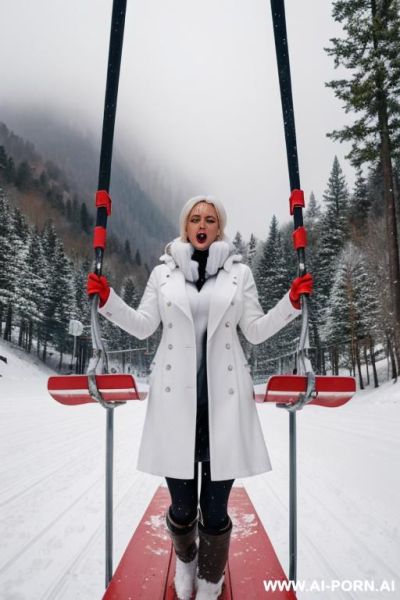Cum is dripping from her mouth. she has cum all over her face, hair, neck, and breasts. she also has cum all over her hands and arms. she is also giving a blowjob, and the duck is coated in cum. she is totally coated in cum. - ai-porn.ai on pornintellect.com