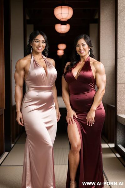 Japanese bbw taller female bodybuilders are standing side by side - ai-porn.ai - Japan on pornintellect.com