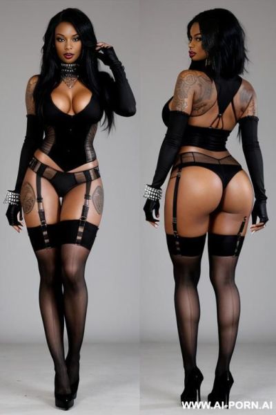 Hot black punk woman (amazing fit body) (stockings) - ai-porn.ai on pornintellect.com