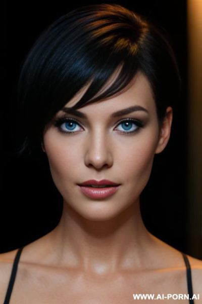 Face of la stylez, close up, cinematic, short hair, beautiful blue eyes - ai-porn.ai on pornintellect.com