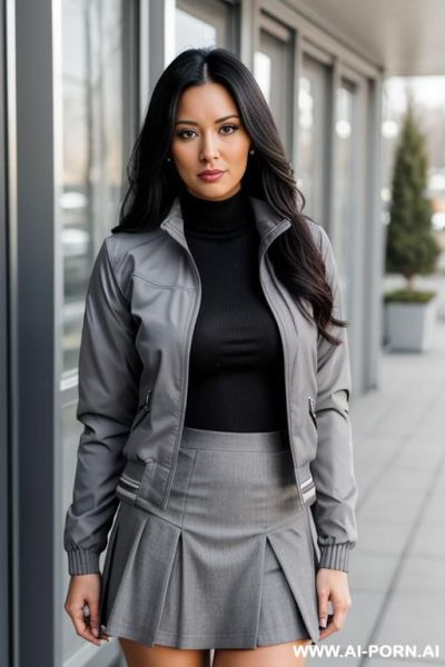 Woman black long hair red turtleneck jeans - ai-porn.ai on pornintellect.com