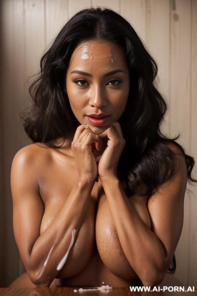 Totally naked female, ultrarealistic naked sexy nude hourglass body, naked pussy, massive old boobs, heavy oversized xxl-natural breasts sagging long down from long extra-deep super-long chest. - ai-porn.ai on pornintellect.com