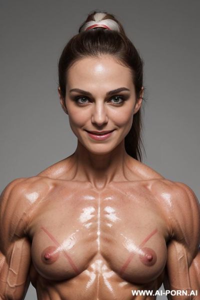 (naked smiling pretty short white), (nude smiling pretty short white fbb), (looking at the camera with pretty eyes), beautiful eyes, ultra detailed, best quality color, finely detailed muscle, ultra - ai-porn.ai on pornintellect.com
