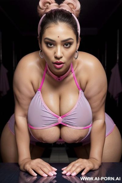 ((((extremely big saggy boobs)))), (fit), ((((((pink business dress)))))), (extremely beautiful make-up), ((((wide)))) red lips, seductive, ((((extremely slutty)))), (((ultra realistic))), ((heavy massive silver - ai-porn.ai on pornintellect.com