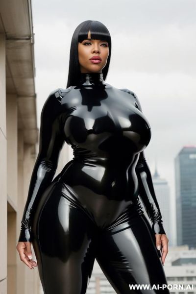 Black milf giant massive muscular thighs chubby body in full body latex suit full show full body and full legs entire body covered in latex even more muscular legs chubbier body - ai-porn.ai on pornintellect.com