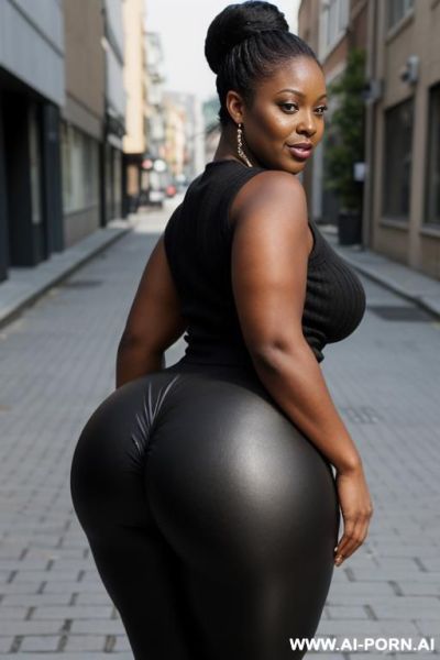 Sexy black chubby mom with a giant ass and big tits, dressed through in leggings - ai-porn.ai on pornintellect.com