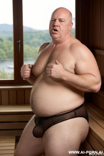 Ugly, old, manly fat belly. masculine bulge in pants. big cock. - ai-porn.ai on pornintellect.com
