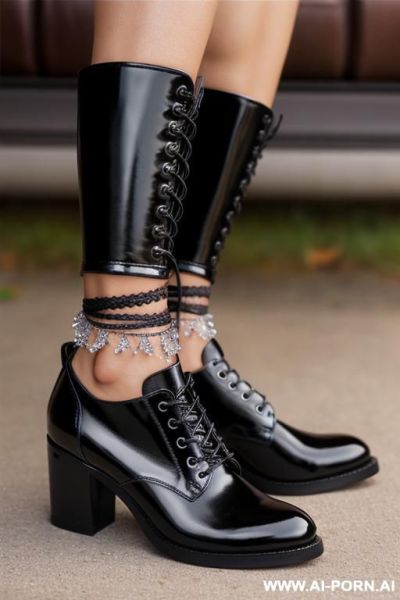 Photo realistic. best quality, finely detail, highly detailed, highly detailed lace up leather boots, highly detailed skin, - ai-porn.ai on pornintellect.com