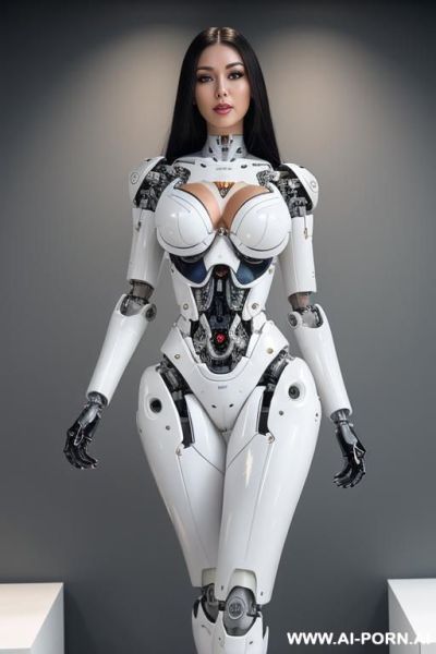 ((ultra realistic very beautiful four k quality to very detailed image to robotic body, beautiful cyborg robot male )),(( artificial big boobs total covered only latex skin white)) natural face, - ai-porn.ai on pornintellect.com