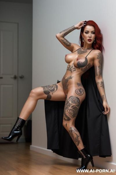 Beautiful naked woman, sexy body, 30 years old, colombian, brunette skinn, long ironed hair, high boots, almond eyes, extremely realistic abs, huge glutes and quads, black nails, dancing in a sexy mode - ai-porn.ai - Colombia on pornintellect.com