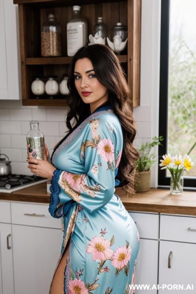 Gorgeous hot brunette women undress in kitchen, curvy ass, fucked, pov, cartoon style, she bends over and shows her naked pussy - ai-porn.ai on pornintellect.com