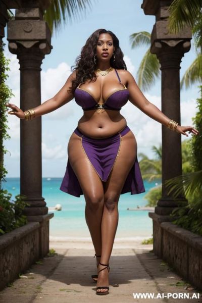 Blonde, busty, sandals high heels, naked, african, ((bottom view)) - ai-porn.ai on pornintellect.com
