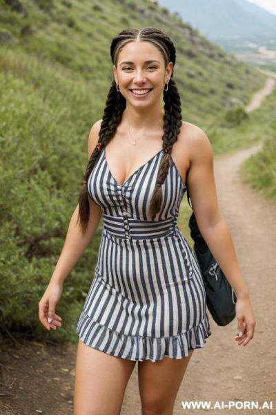 (short striped dress) (hiking) - ai-porn.ai on pornintellect.com