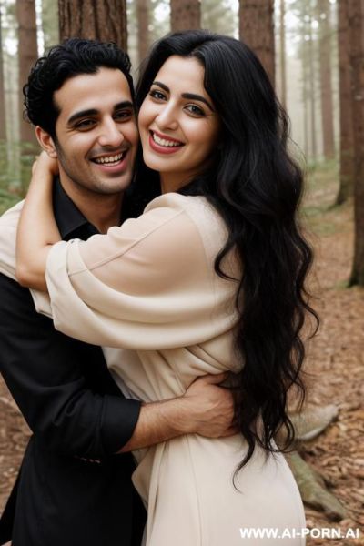 Arab woman giving a hug to a blonde white male - ai-porn.ai on pornintellect.com