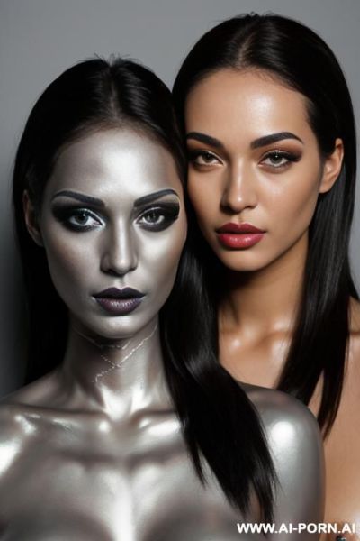 Silver bodypaint - ai-porn.ai on pornintellect.com
