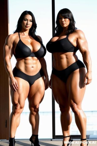 A muscle woman and a bbw woman are standing side by side, japanese - ai-porn.ai - Japan on pornintellect.com