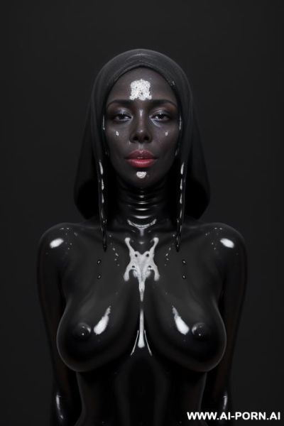 Nude black goo, goo, goop, black goop, portuguese woman covered head to toe in goo, covered in goop, covered in black goo, covered in black goop, black goo over lips, black goo in mouth, black goo in nose, black goo on eyes - ai-porn.ai - Portugal on pornintellect.com