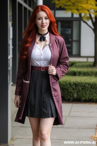 Slutty red head milf in a choker begging to be fucked completely nude looking sluttier full body - ai-porn.ai on pornintellect.com