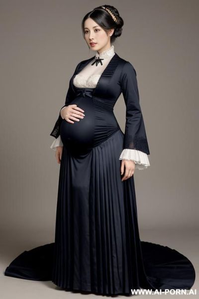Victorian style, pleated dress, - ai-porn.ai on pornintellect.com