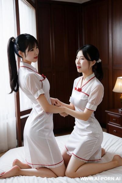 Scissoring, 2 women rub vaginas together, nightdress - ai-porn.ai on pornintellect.com